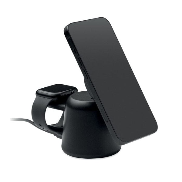 Caricatore wireless 3in1. 15 W Nero - personalizzabile con logo