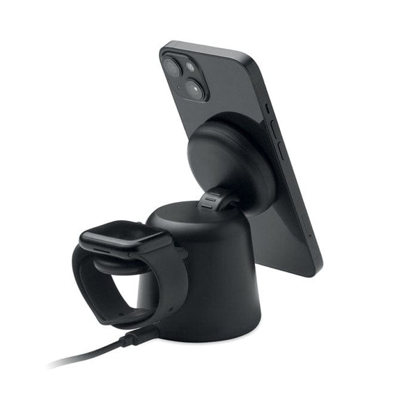 Caricatore wireless 3in1. 15 W Nero - personalizzabile con logo