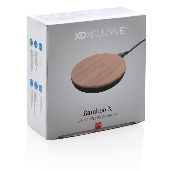 Caricatore wireless 5W Bamboo X marrone - personalizzabile con logo