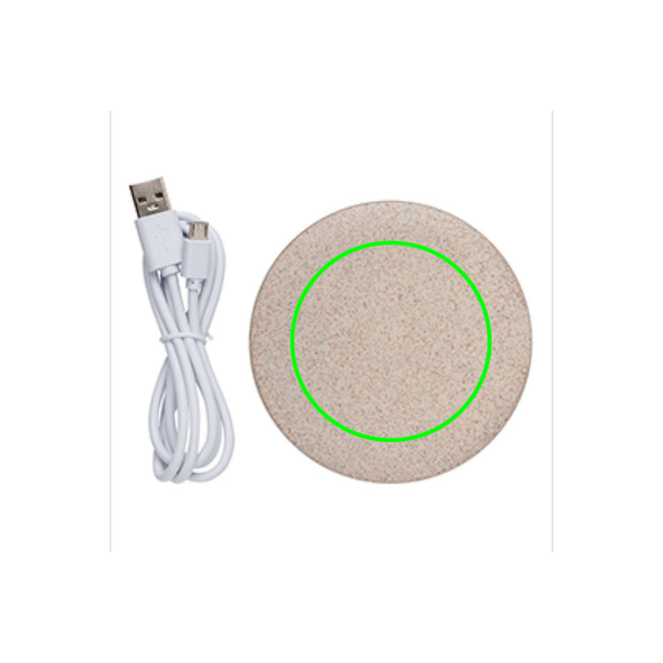 Caricatore wireless 5W in fibra di grano marrone - personalizzabile con logo
