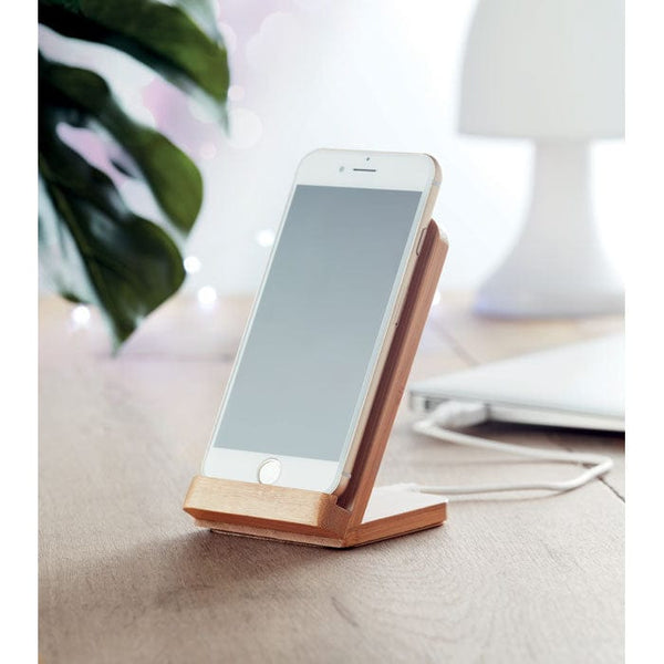 Caricatore wireless e stand beige - personalizzabile con logo