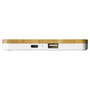 Caricatore wireless in bamboo 5W beige - personalizzabile con logo