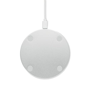 Caricatore wireless in bamboo e alluminio beige - personalizzabile con logo