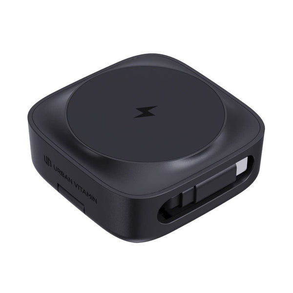 Caricatore wireless magnetico 2in1 15W Urban Vitamin Goleta nero - personalizzabile con logo