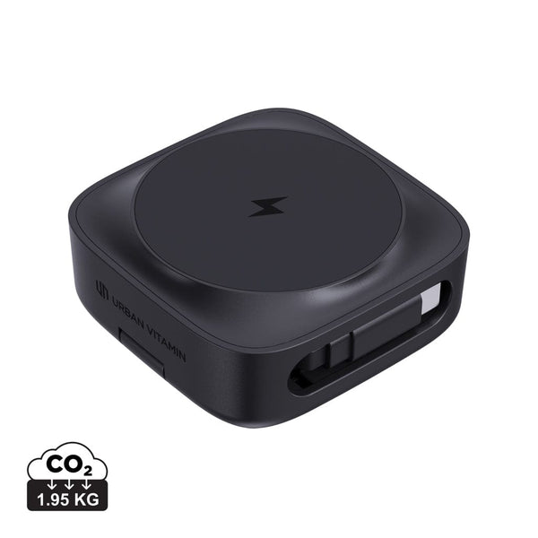Caricatore wireless magnetico 2in1 15W Urban Vitamin Goleta nero - personalizzabile con logo
