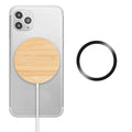 Caricatore wireless magnetico tondo in bamboo beige - personalizzabile con logo