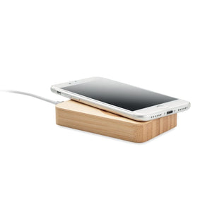 Caricatore wireless magnetico in bamboo e power Bank beige - personalizzabile con logo