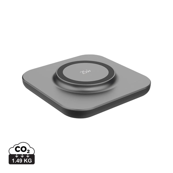 Caricatore wireless magnetico ultra veloce Quantum 25W grigio - personalizzabile con logo