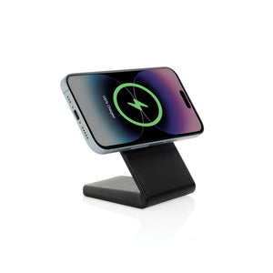 Caricatore wireless magnetico VoltPerch 15W in rPlastica RCS nero - personalizzabile con logo