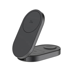 Caricatore wireless pieghevole ultra veloce Quantum 3in1 grigio - personalizzabile con logo