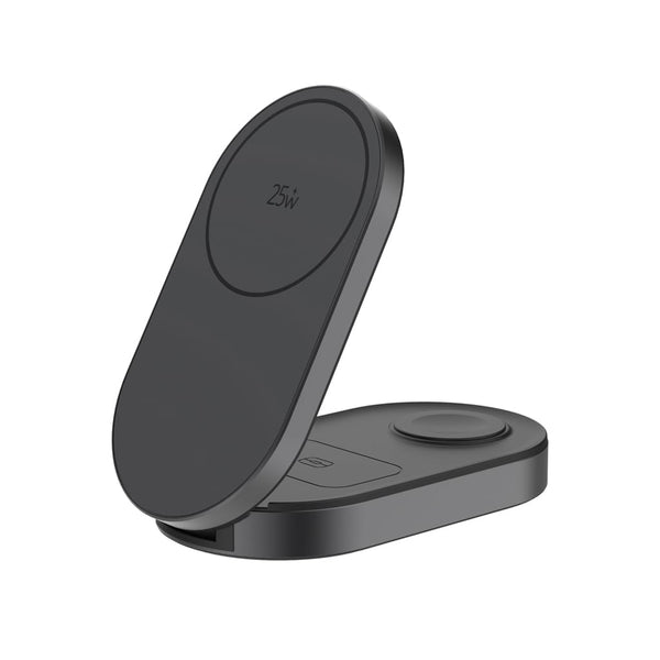 Caricatore wireless pieghevole ultra veloce Quantum 3in1 grigio - personalizzabile con logo
