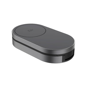 Caricatore wireless pieghevole ultra veloce Quantum 3in1 grigio - personalizzabile con logo