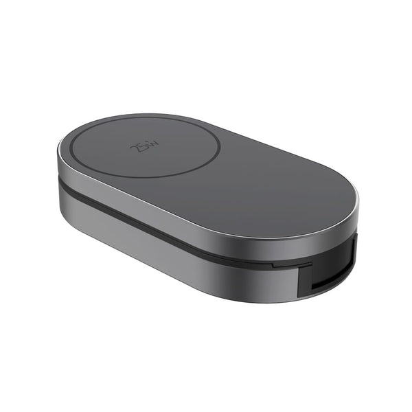 Caricatore wireless pieghevole ultra veloce Quantum 3in1 grigio - personalizzabile con logo