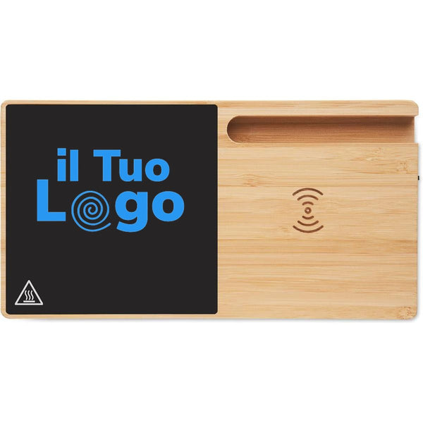 Caricatore wireless scaldatazza Legno - personalizzabile con logo
