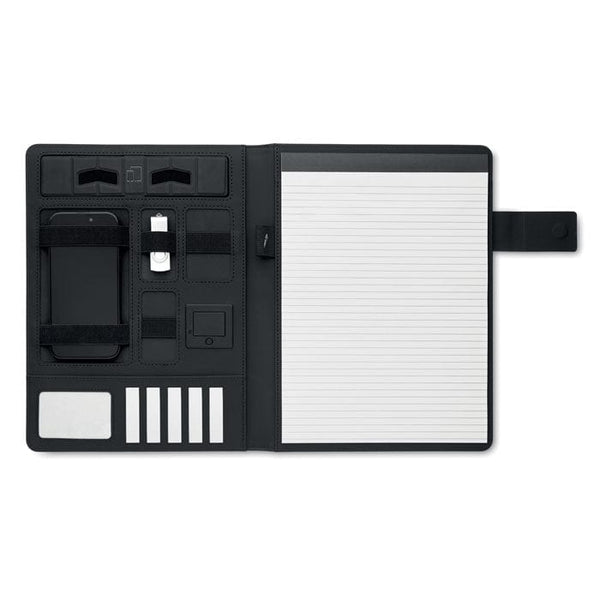 Cartella A4 con caricatore wireless Nero - personalizzabile con logo