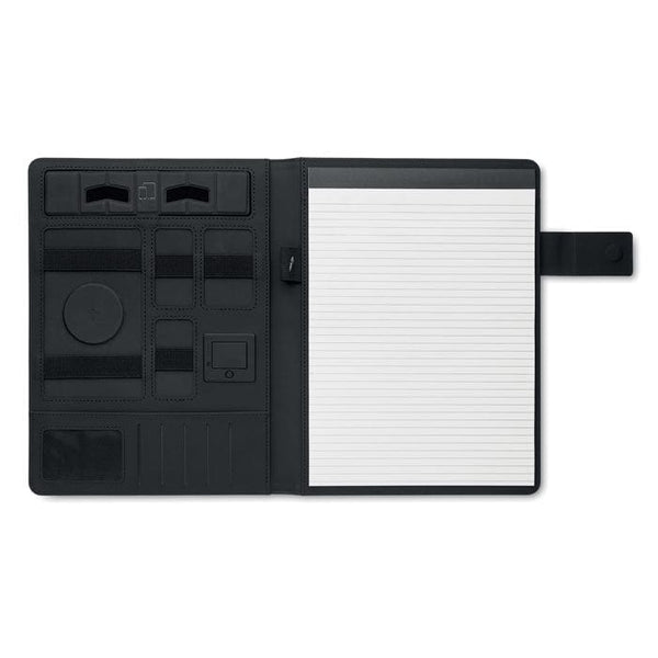 Cartella A4 con caricatore wireless Nero - personalizzabile con logo