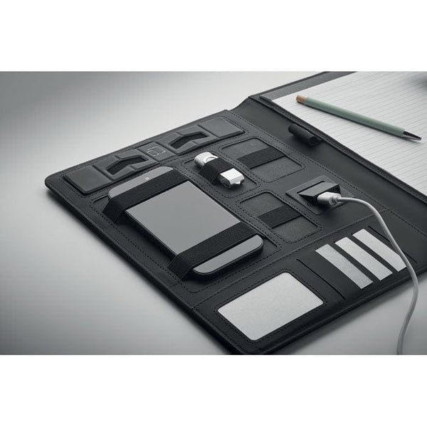 Cartella A4 con caricatore wireless Nero - personalizzabile con logo