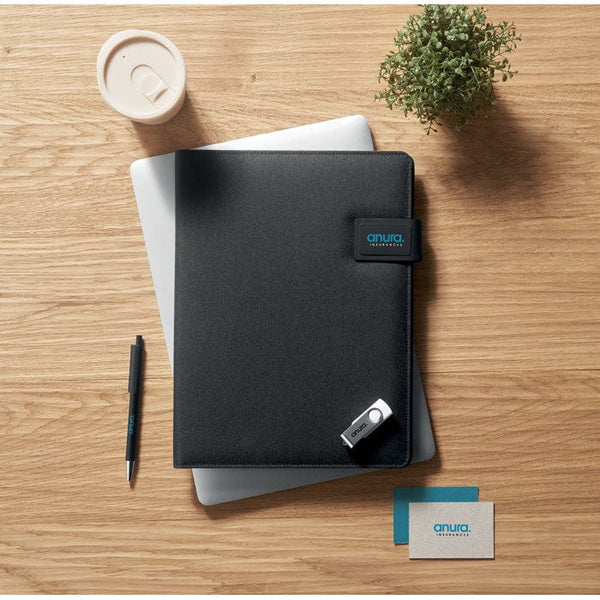 Cartella A4 con caricatore wireless Nero - personalizzabile con logo