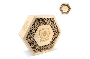 Casetta per api in legno FSC esagonale natural - personalizzabile con logo