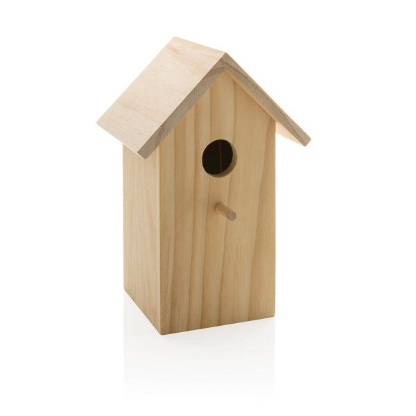 Casetta per uccellini in legno marrone - personalizzabile con logo