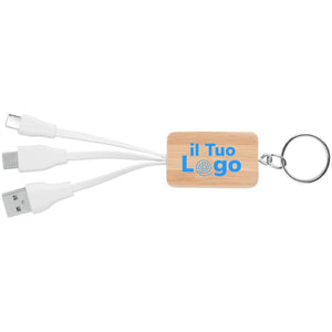 Cavo 3 in 1 in bamboo beige - personalizzabile con logo