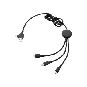 Cavo 6 in 1 con retroilluminazione nero - personalizzabile con logo