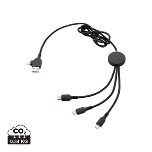 Cavo 6 in 1 con retroilluminazione nero - personalizzabile con logo