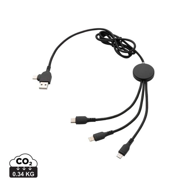 Cavo 6 in 1 con retroilluminazione nero - personalizzabile con logo