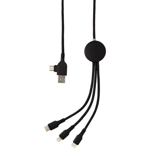Cavo 6 in 1 con retroilluminazione nero - personalizzabile con logo