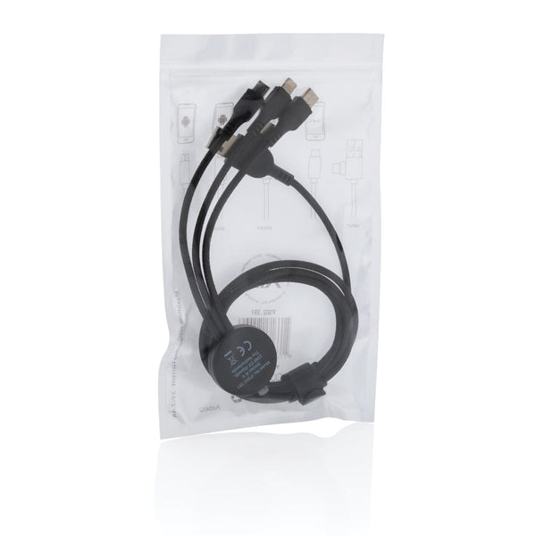 Cavo 6 in 1 con retroilluminazione nero - personalizzabile con logo