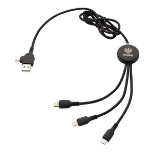 Cavo 6 in 1 con retroilluminazione nero - personalizzabile con logo