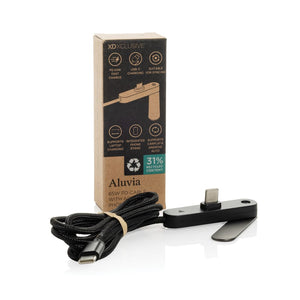 Cavo Aluvia 65W PD RCS  con supporto regolabile per telefono nero - personalizzabile con logo