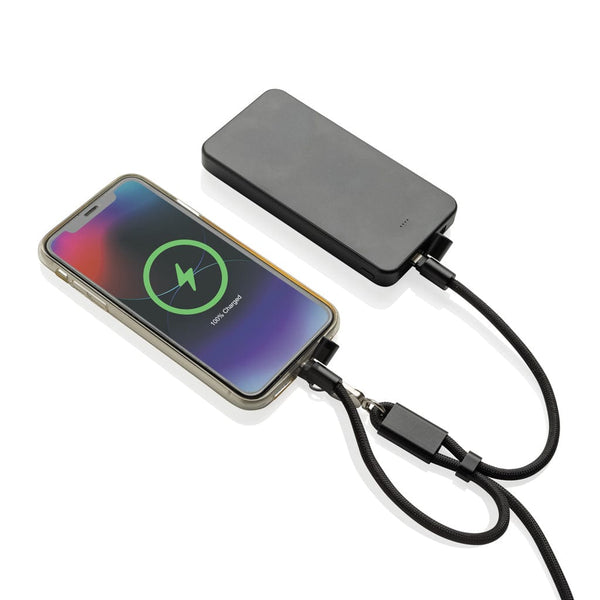 Cavo bracciale 60W regolabile LoopAmp in rPET RCS nero - personalizzabile con logo