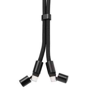 Cavo bracciale 60W regolabile LoopAmp in rPET RCS nero - personalizzabile con logo