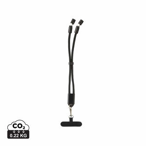 Cavo bracciale 60W regolabile LoopAmp in rPET RCS nero - personalizzabile con logo