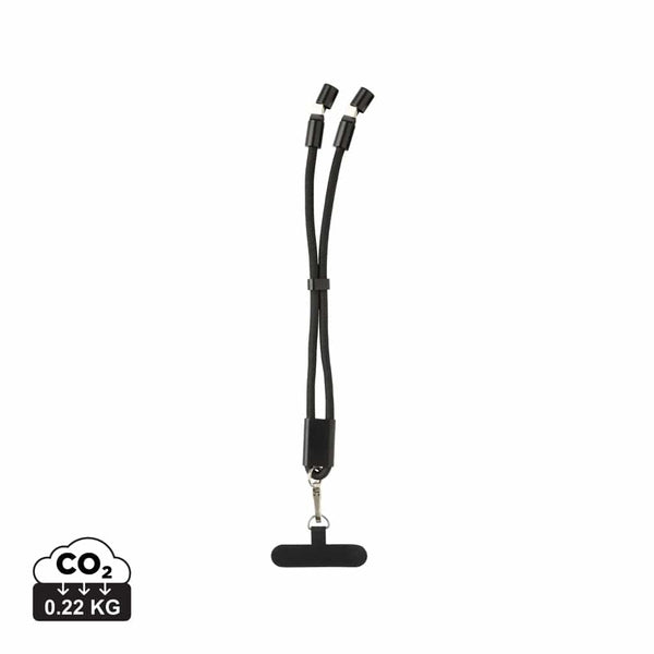 Cavo bracciale 60W regolabile LoopAmp in rPET RCS nero - personalizzabile con logo