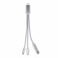 Cavo di ricarica 2 in 1 da USB-A/C a USB-C e Lightning in alluminio color color argento - personalizzabile con logo