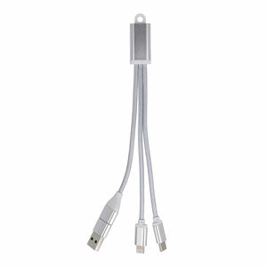Cavo di ricarica 2 in 1 da USB-A/C a USB-C e Lightning in alluminio - personalizzabile con logo
