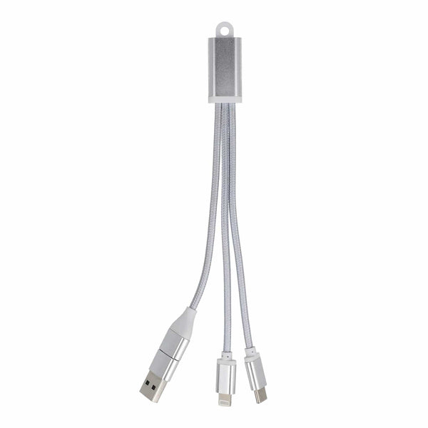 Cavo di ricarica 2 in 1 da USB-A/C a USB-C e Lightning in alluminio - personalizzabile con logo