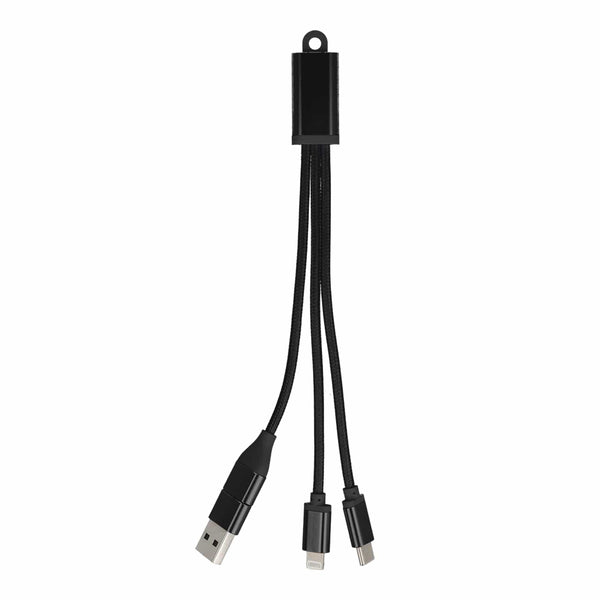Cavo di ricarica 2 in 1 da USB-A/C a USB-C e Lightning in alluminio - personalizzabile con logo