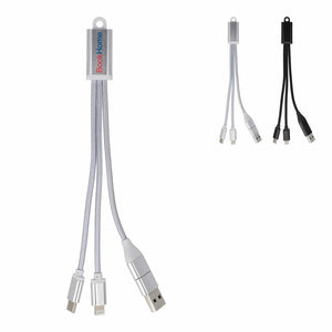 Cavo di ricarica 2 in 1 da USB-A/C a USB-C e Lightning in alluminio - personalizzabile con logo
