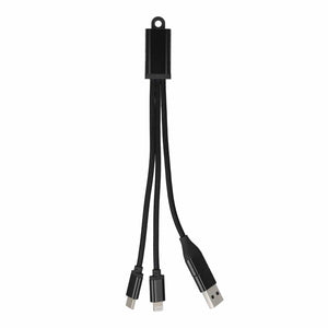 Cavo di ricarica 2 in 1 da USB-A/C a USB-C e Lightning in alluminio Nero - personalizzabile con logo
