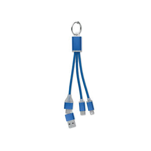 Cavo di ricarica 4 in 1 di tipo C Blu Royal - personalizzabile con logo