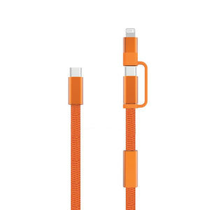 Cavo di ricarica rapida 60W 2-in-1 Arc RCS da 120 cm arancione - personalizzabile con logo