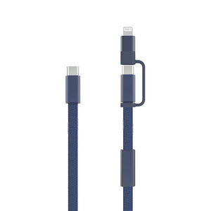 Cavo di ricarica rapida 60W 2-in-1 Arc RCS da 120 cm blu - personalizzabile con logo