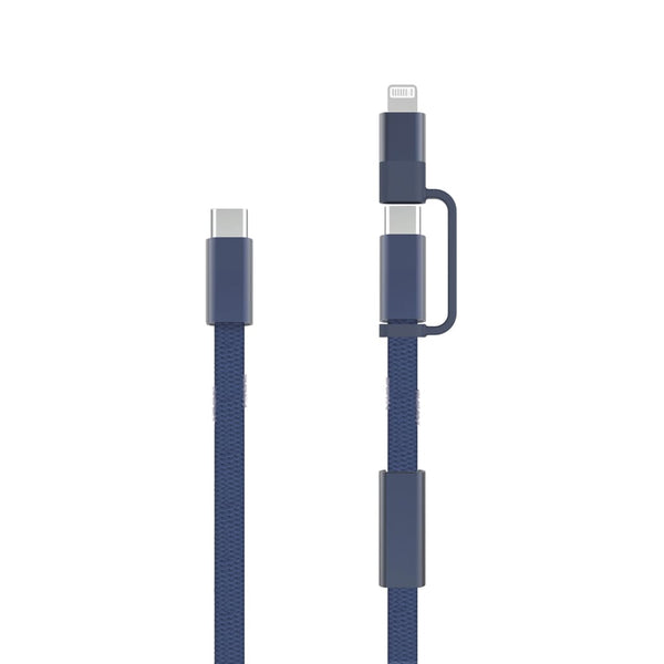 Cavo di ricarica rapida 60W 2-in-1 Arc RCS da 120 cm blu - personalizzabile con logo