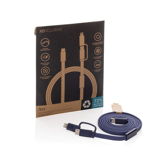 Cavo di ricarica rapida 60W 2-in-1 Arc RCS da 120 cm - personalizzabile con logo