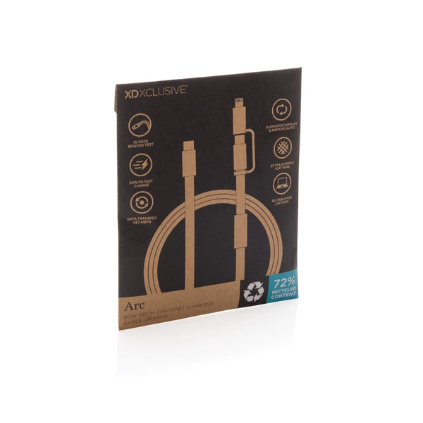 Cavo di ricarica rapida 60W 2-in-1 Arc RCS da 120 cm - personalizzabile con logo