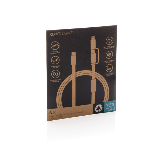 Cavo di ricarica rapida 60W 2-in-1 Arc RCS da 120 cm - personalizzabile con logo