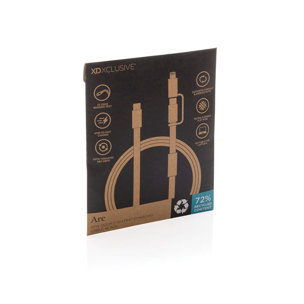 Cavo di ricarica rapida 60W 2-in-1 Arc RCS da 120 cm - personalizzabile con logo